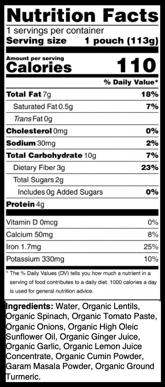 6 Pack of Organic Lentils with Spinach - Petite Palates